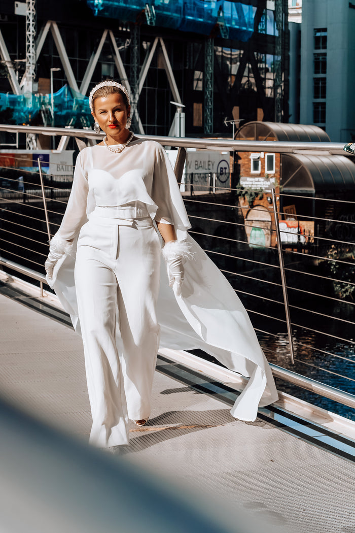 Luxury Chiffon Wedding Cape - Velo Bianco