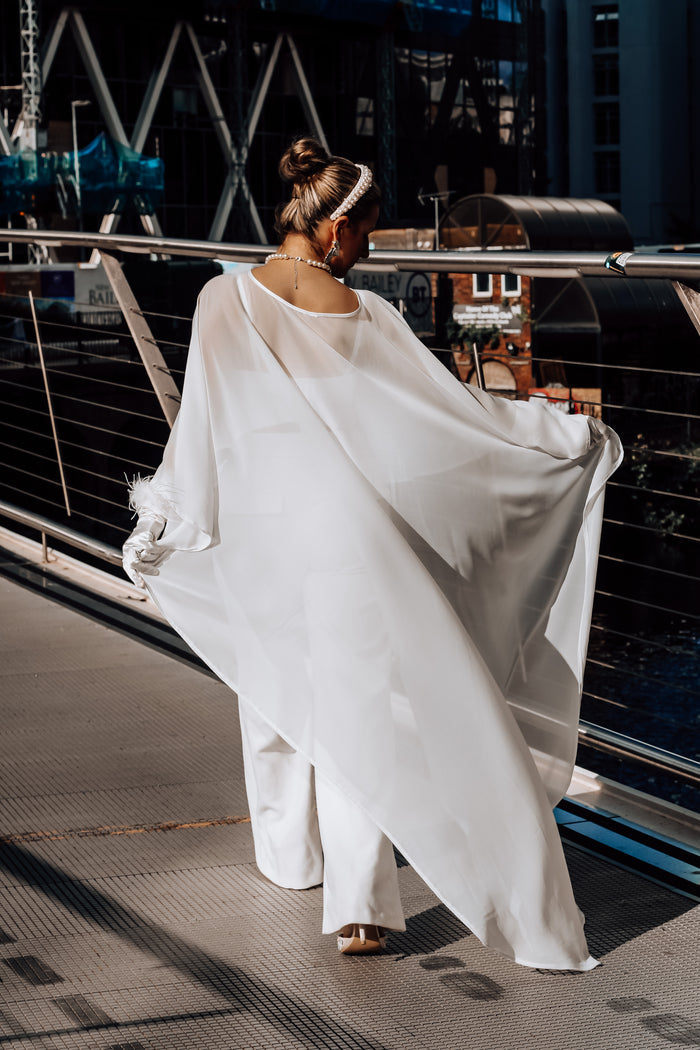 Luxury Chiffon Wedding Cape - Velo Bianco