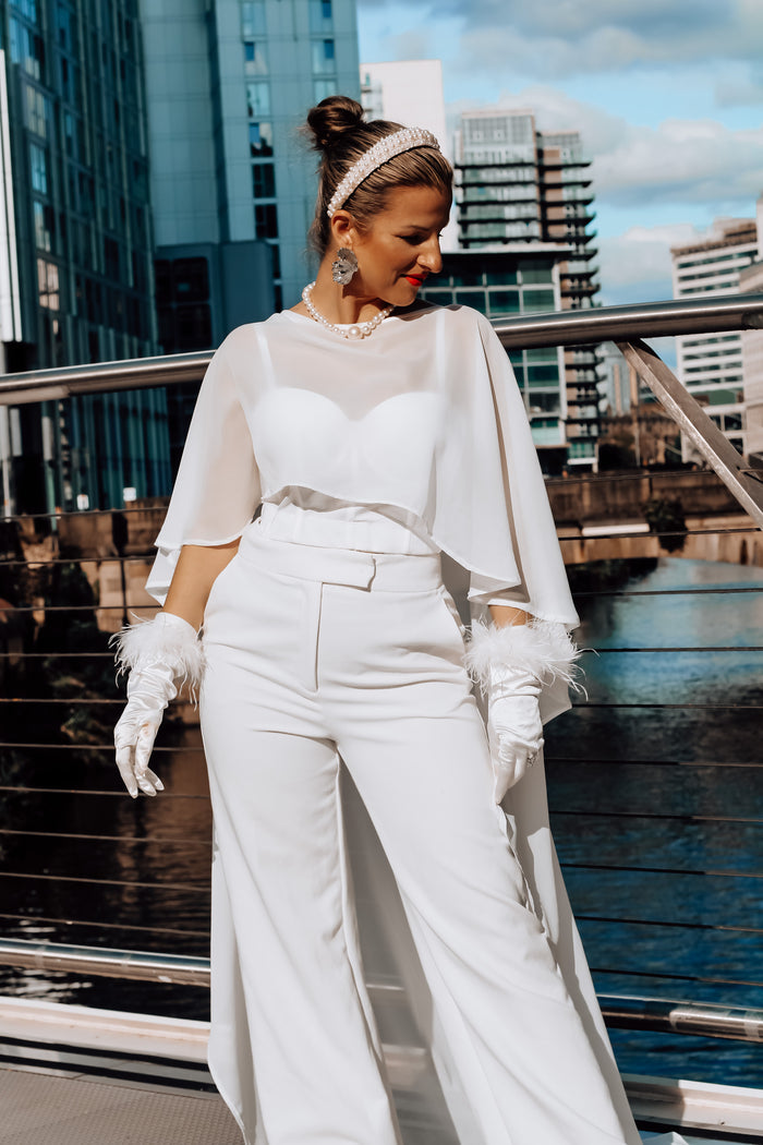 Luxury Chiffon Wedding Cape - Velo Bianco