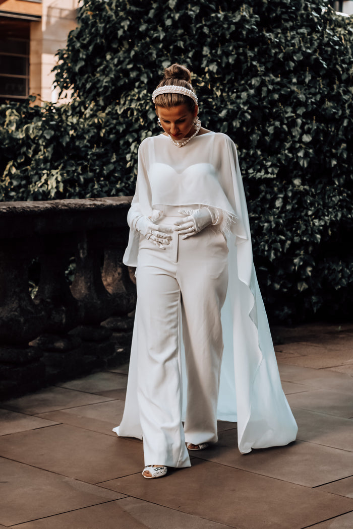 Luxury Chiffon Wedding Cape - Velo Bianco