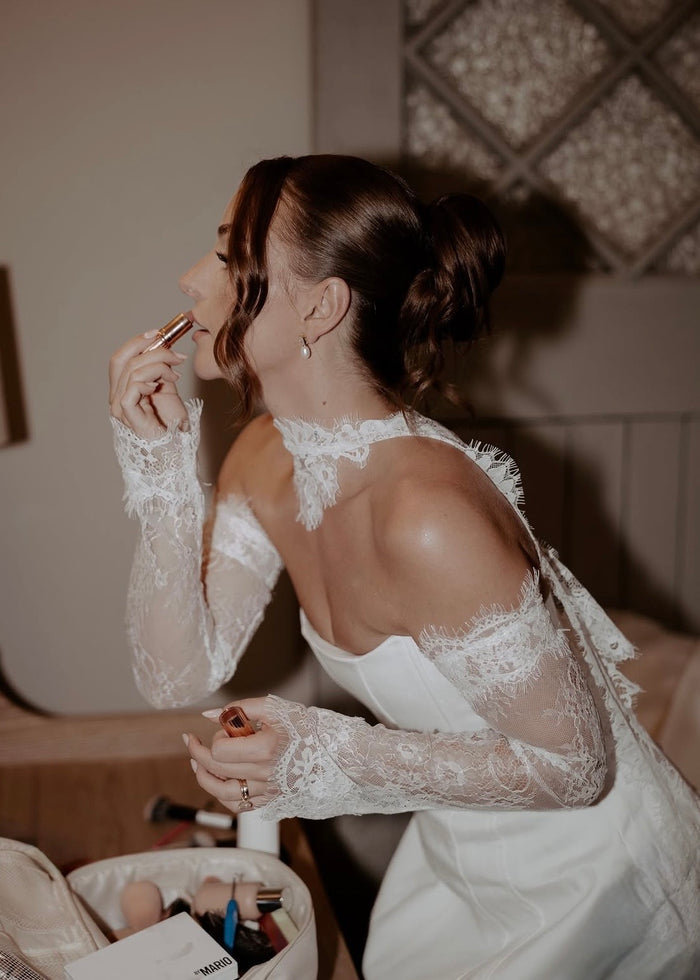 Luxury Detachable Lace Wedding Sleeves with Sequins