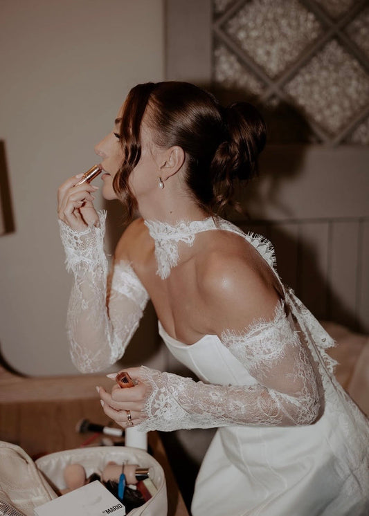 Luxury Detachable Lace Wedding Sleeves with Sequins