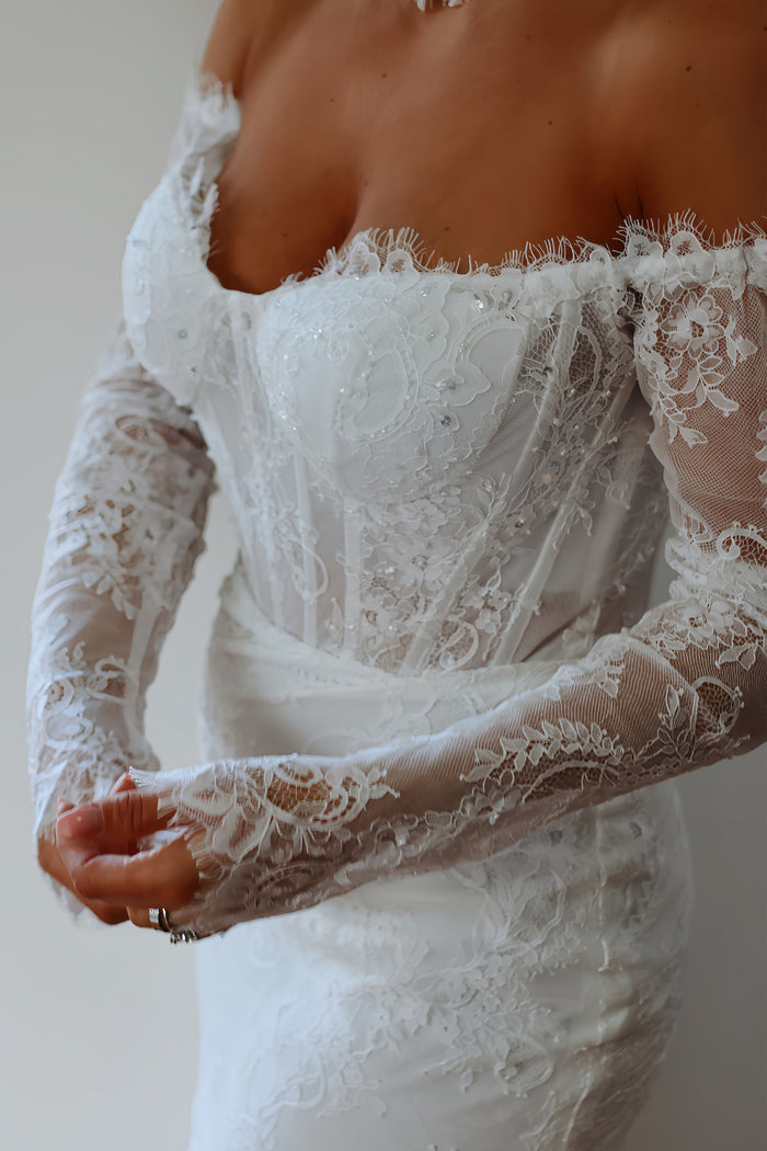 Luxury Detachable Lace Wedding Sleeves with Sequins