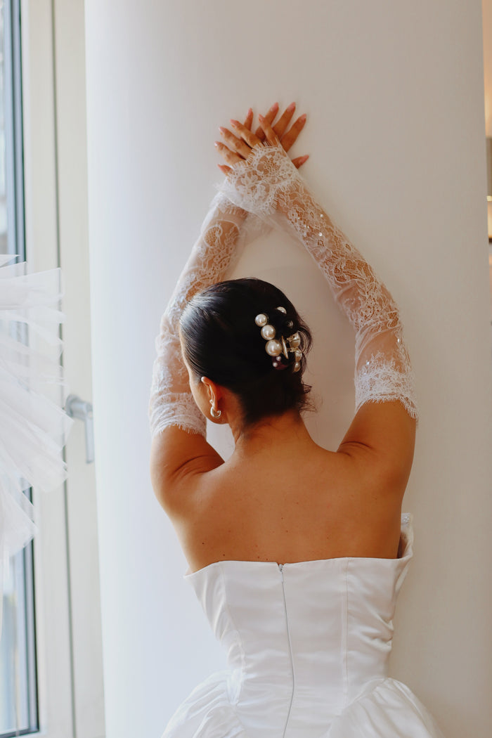 Luxury Detachable Lace Wedding Sleeves with Sequins