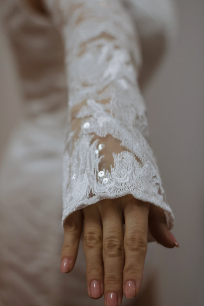 Luxury Detachable Rosie Lace Wedding Sleeves with Sequins