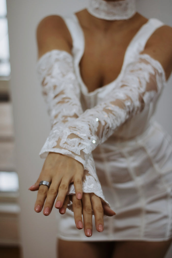 Luxury Detachable Rosie Lace Wedding Sleeves with Sequins