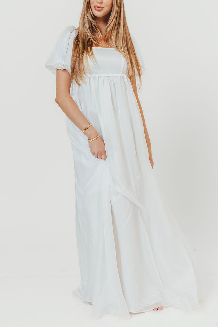 Maison Monochromatic Babydoll Maxi Dress in White