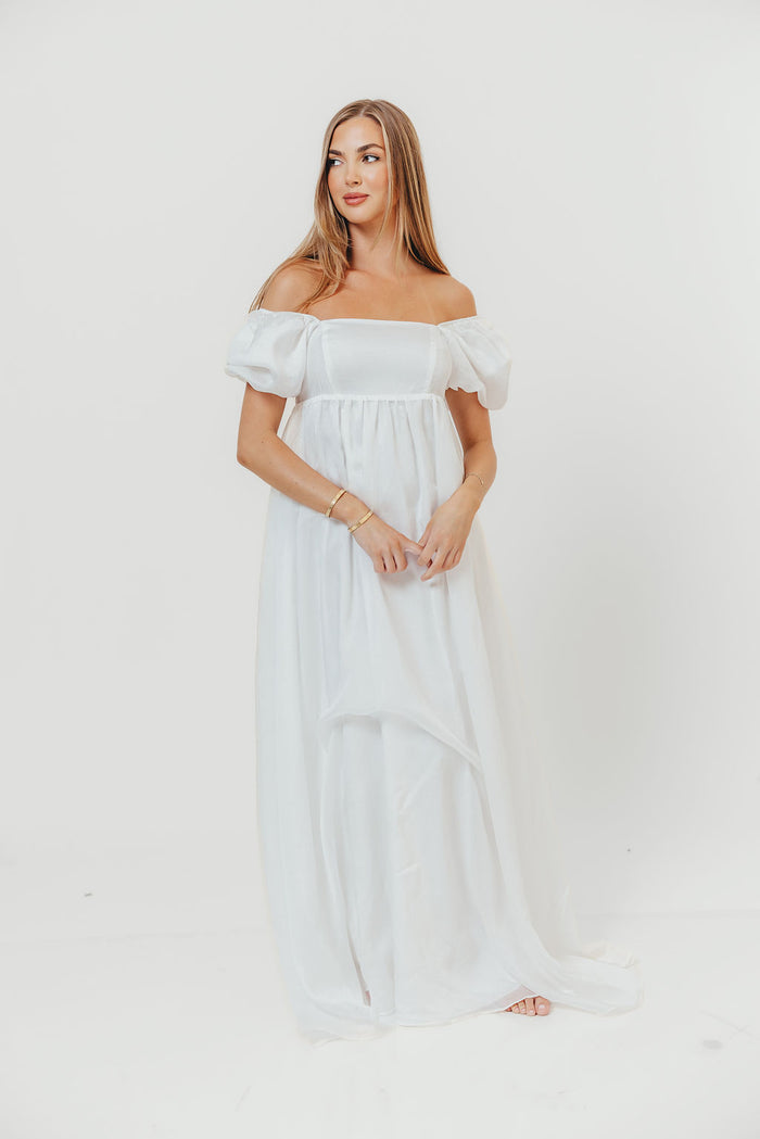 Maison Monochromatic Babydoll Maxi Dress in White
