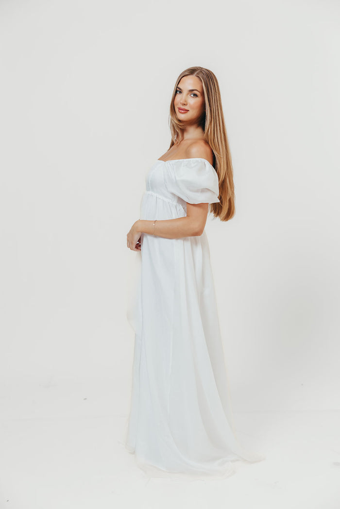 Maison Monochromatic Babydoll Maxi Dress in White