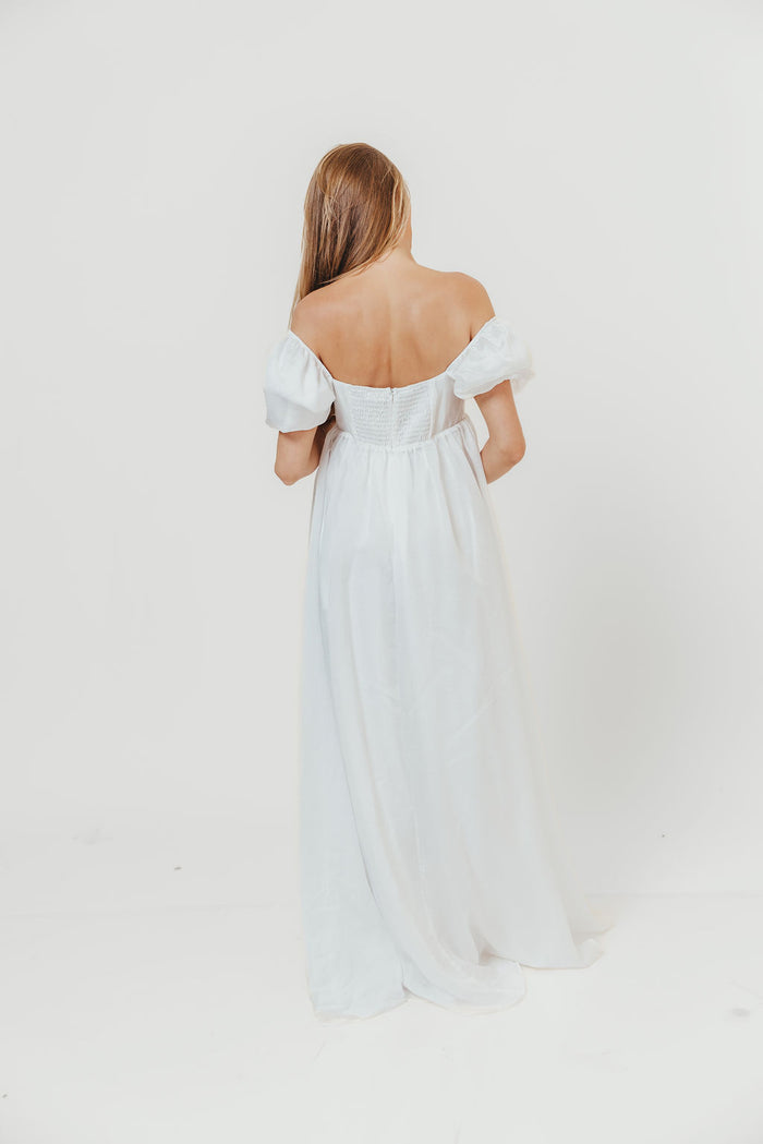 Maison Monochromatic Babydoll Maxi Dress in White