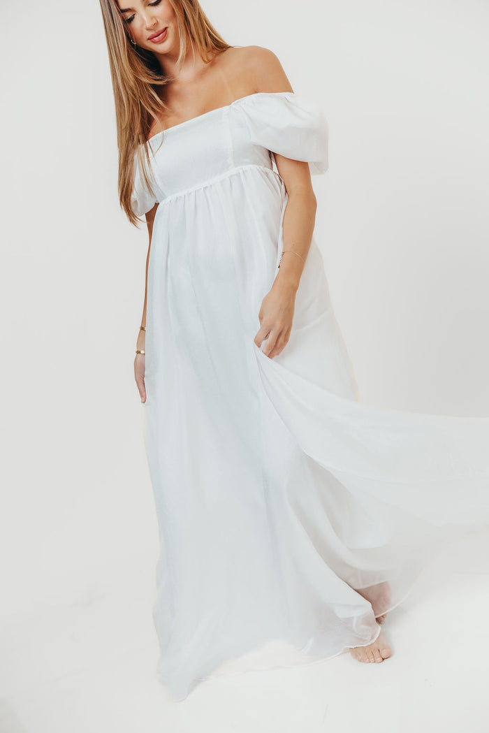 Maison Monochromatic Babydoll Maxi Dress in White