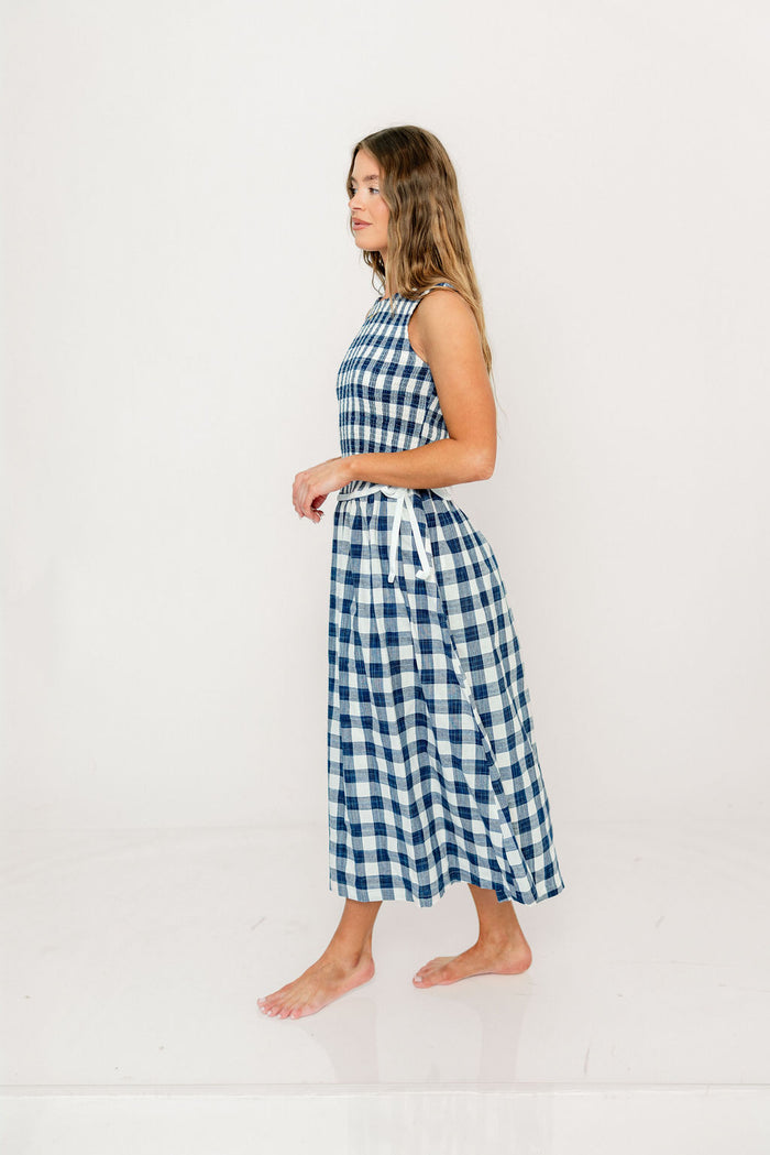 Margaret Gingham Midi Dress in Navy *Final Sale*