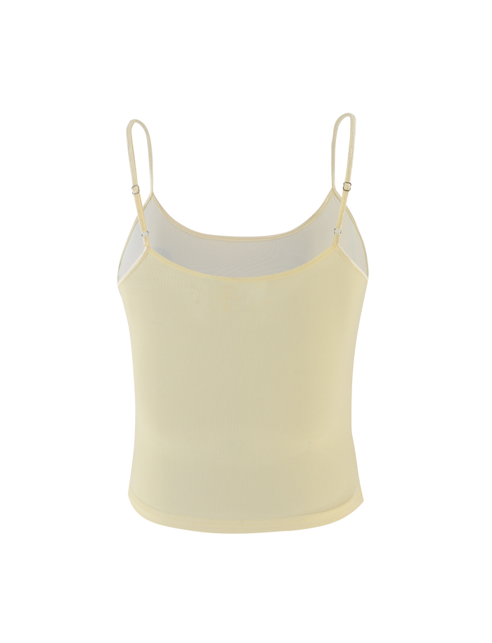 The MARIANA TOP in pale yellow by TIGERMIST is a sleek, sleeveless camisole with adjustable straps, shown against a plain white background.