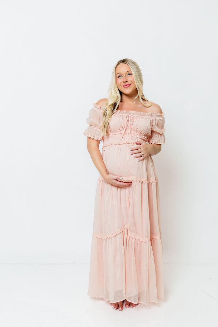 Marla Maxi Dress in Peach Pink