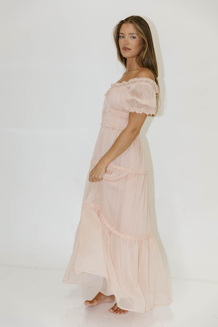 Marla Maxi Dress in Peach Pink