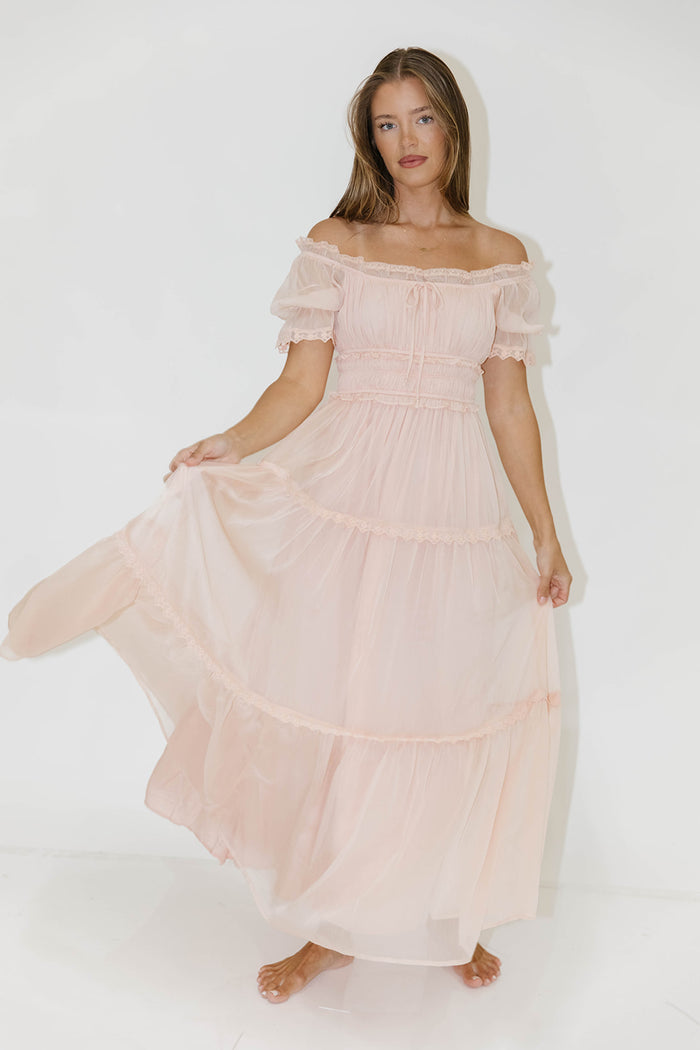 Marla Maxi Dress in Peach Pink