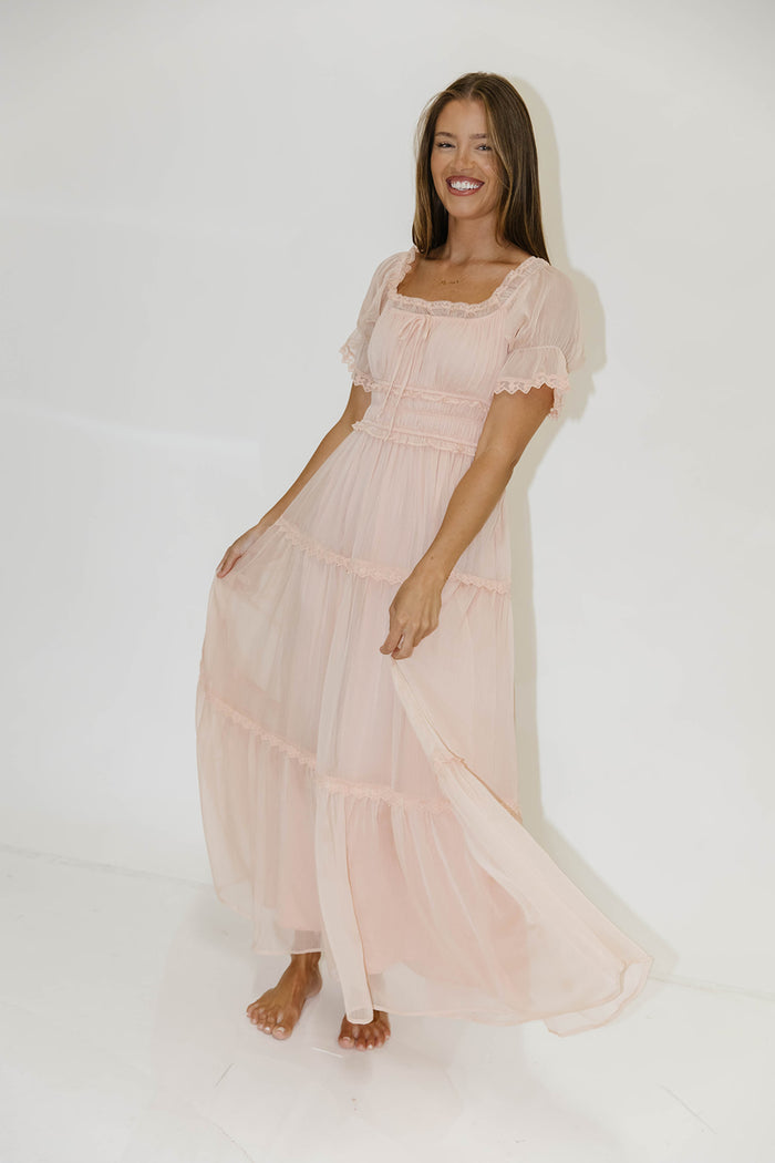 Marla Maxi Dress in Peach Pink