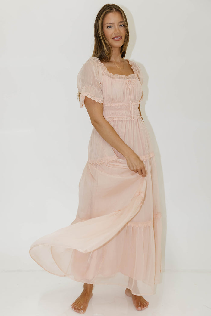 Marla Maxi Dress in Peach Pink