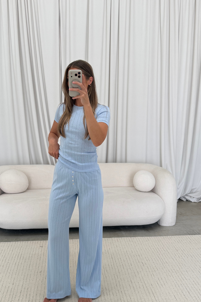 Mary 100% Cotton Lounge Set in Light Blue