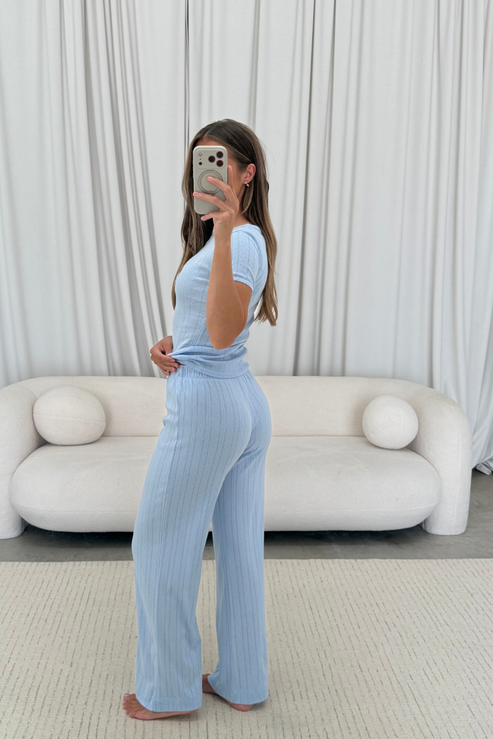 Mary 100% Cotton Lounge Set in Light Blue