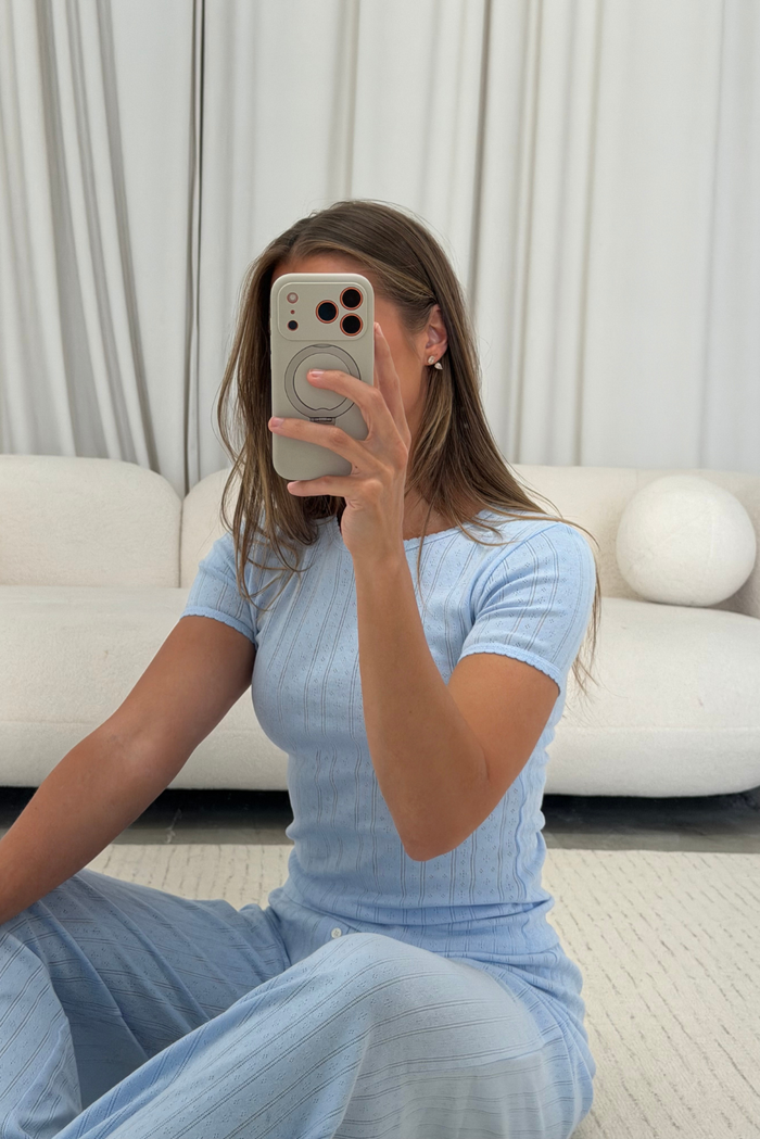 Mary 100% Cotton Lounge Set in Light Blue