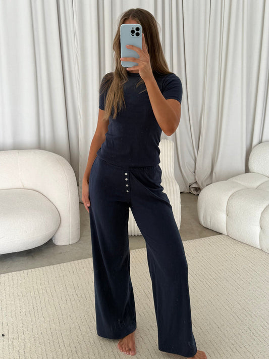 Mary 100% Cotton Lounge Set in Navy