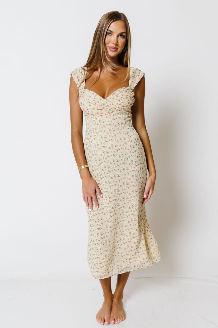 Maude Floral Maxi Dress in Butter