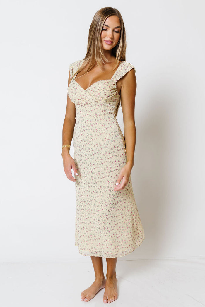 Maude Floral Maxi Dress in Butter