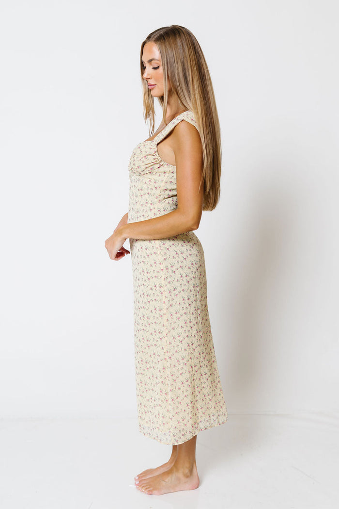 Maude Floral Maxi Dress in Butter