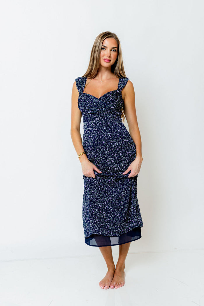 Maude Floral Maxi Dress in Navy