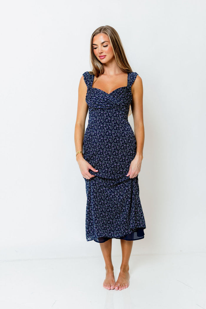 Maude Floral Maxi Dress in Navy
