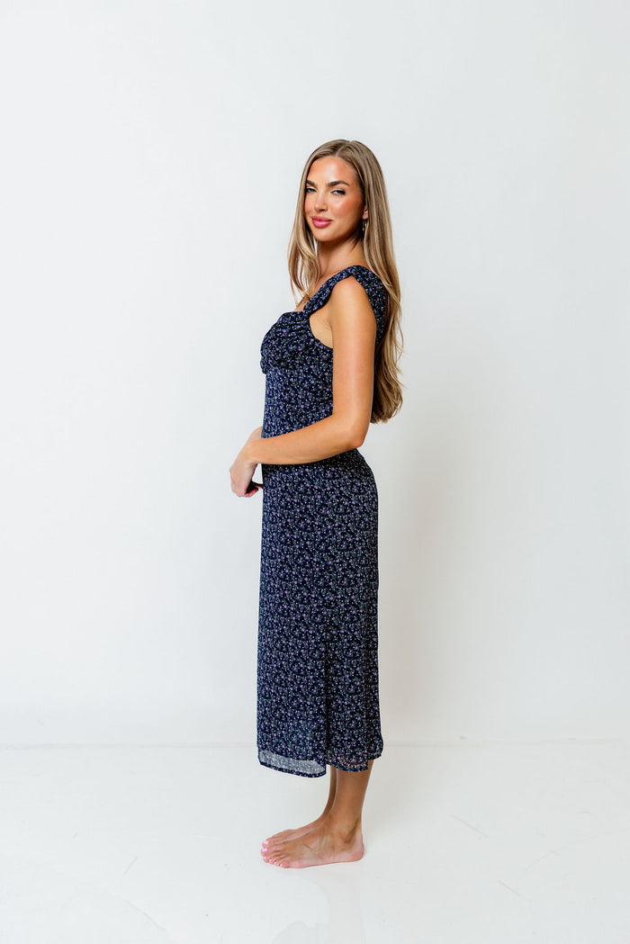 Maude Floral Maxi Dress in Navy