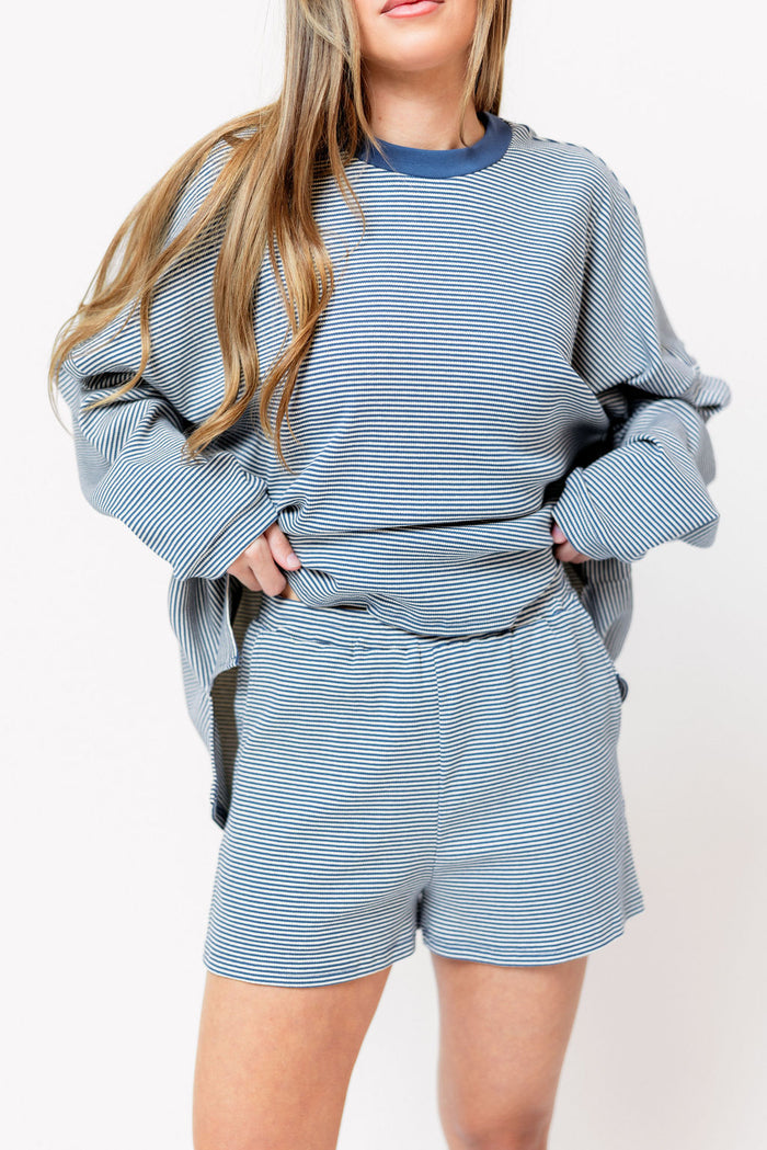 Maxwell Ribbed Stripe Shorts in Blue *Final Sale*