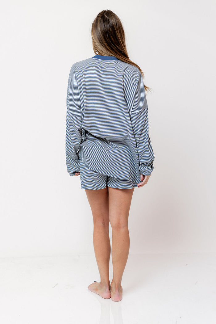 Maxwell Ribbed Stripe Shorts in Blue *Final Sale*