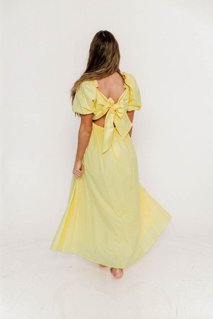 Melina Bubble Sleeve Maxi Dress in Butter Yellow *Final Sale*
