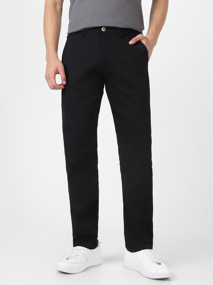 Men's Black Slim Fit Stretchable Casual Chinos