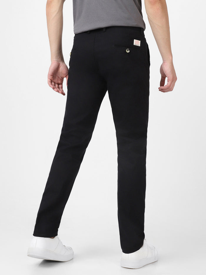 Men's Black Slim Fit Stretchable Casual Chinos