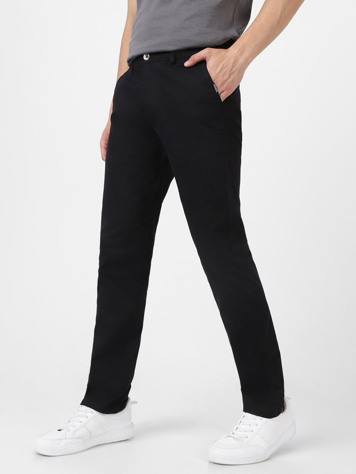 Men's Black Slim Fit Stretchable Casual Chinos