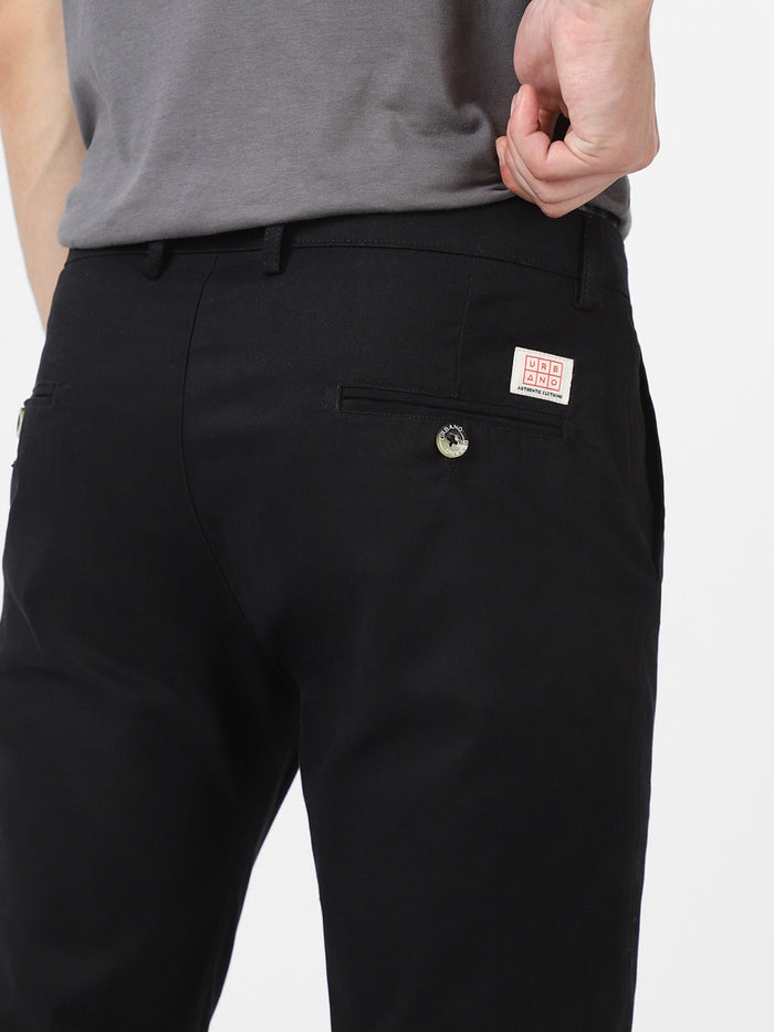 Men's Black Slim Fit Stretchable Casual Chinos