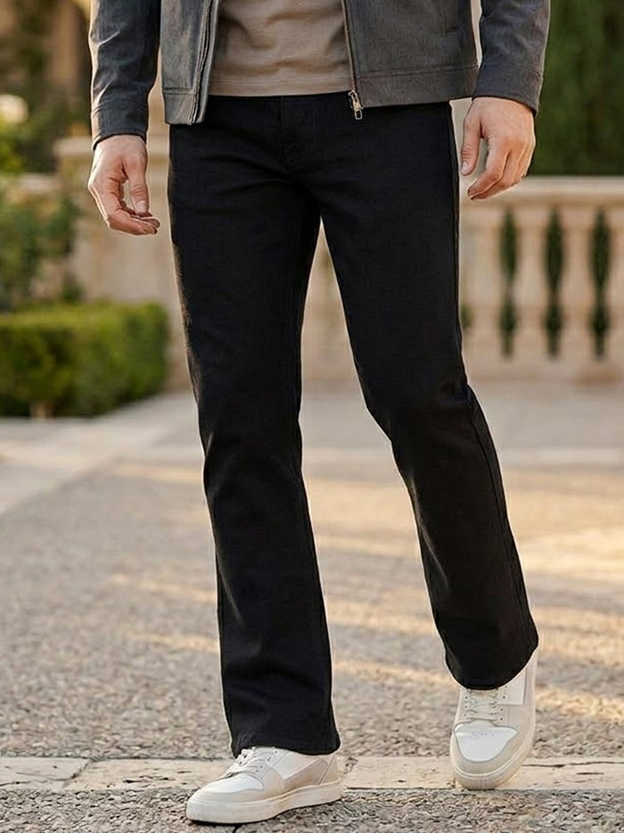 Men's Black Washed Bootcut Jeans Stretchable