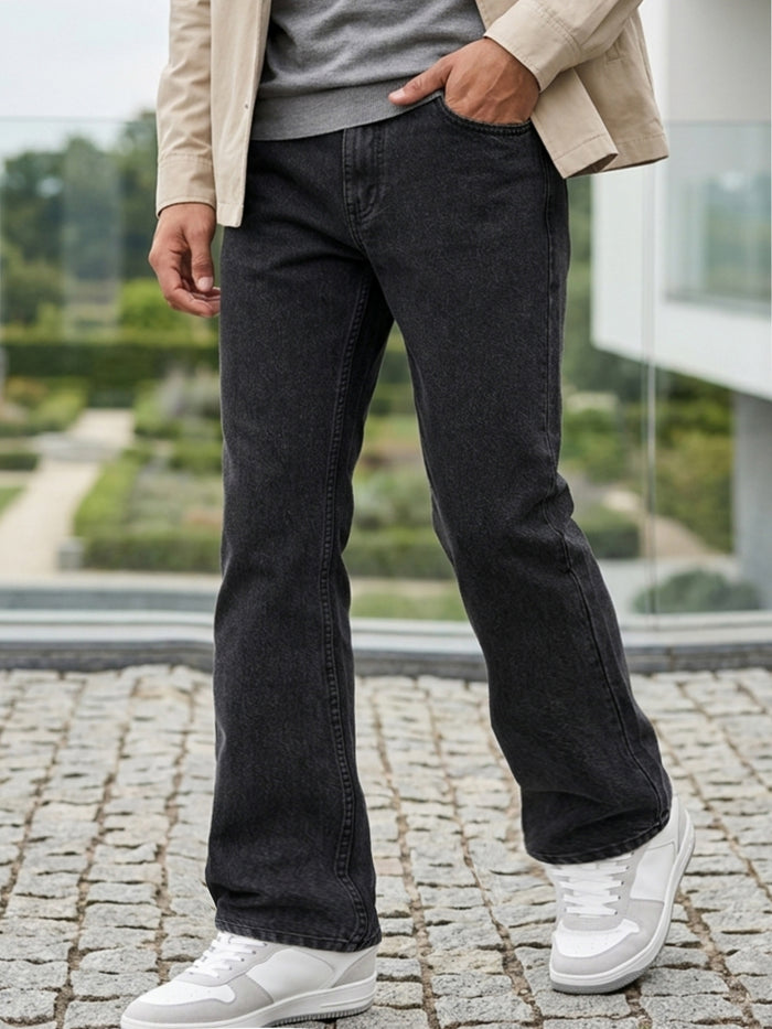 Men's Black Washed Bootcut Jeans Stretchable