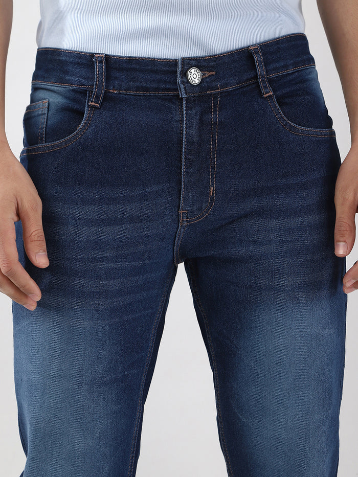 Men's Blue Washed Bootcut Jeans Stretchable