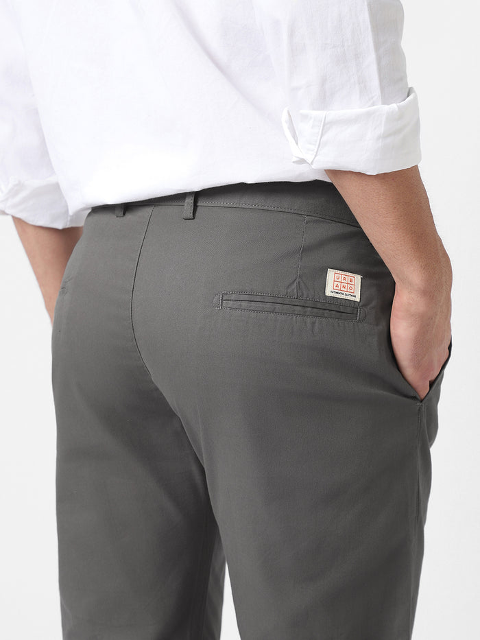 Men's Dark Green Cotton Slim Fit Casual Chinos Trousers