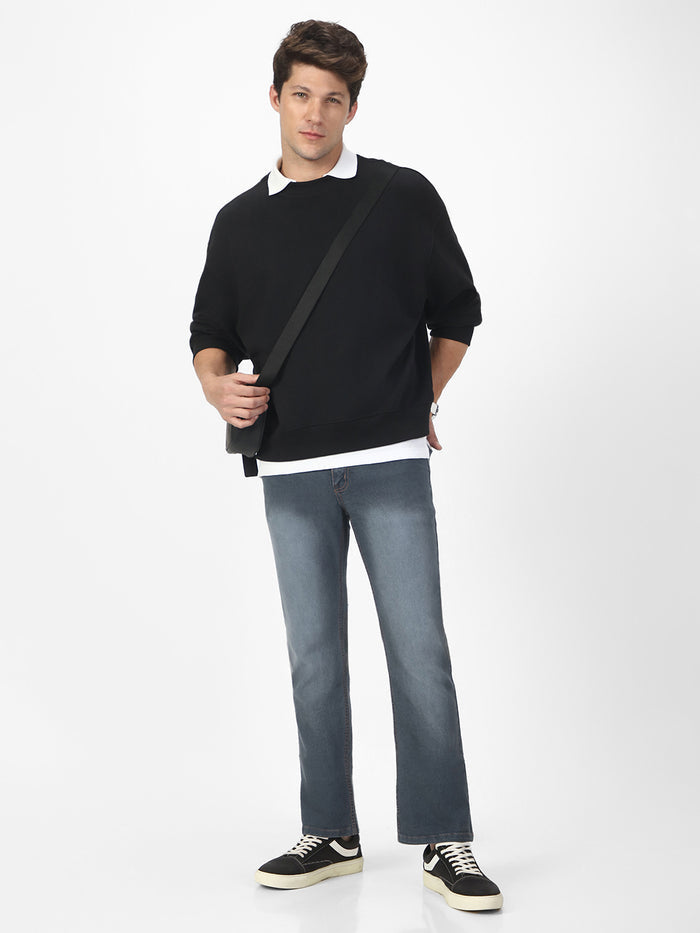 Men's Grey Washed Bootcut Jeans Stretchable