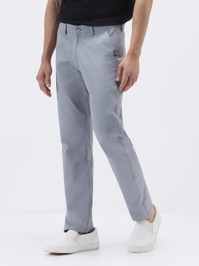 Men's Light Blue Cotton Slim Fit Casual Chinos Trousers Stretch