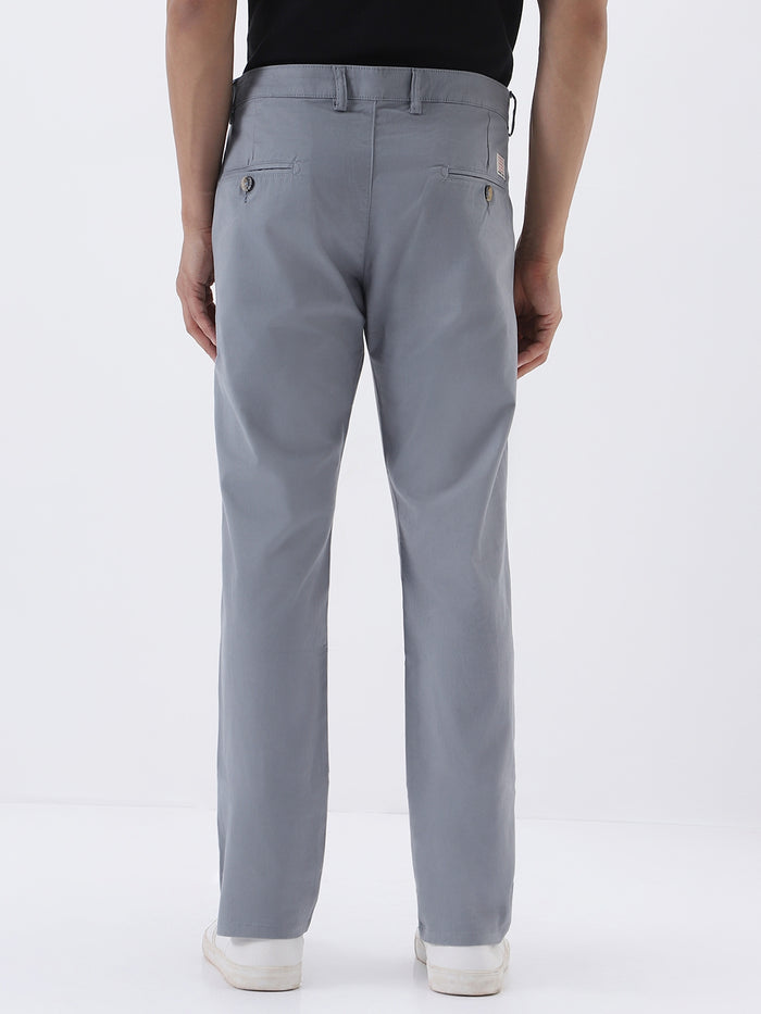 Men's Light Blue Cotton Slim Fit Casual Chinos Trousers Stretch