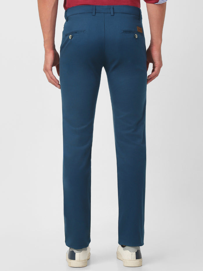 Men's Royal Blue Cotton Slim Fit Casual Chinos Trousers Stretch