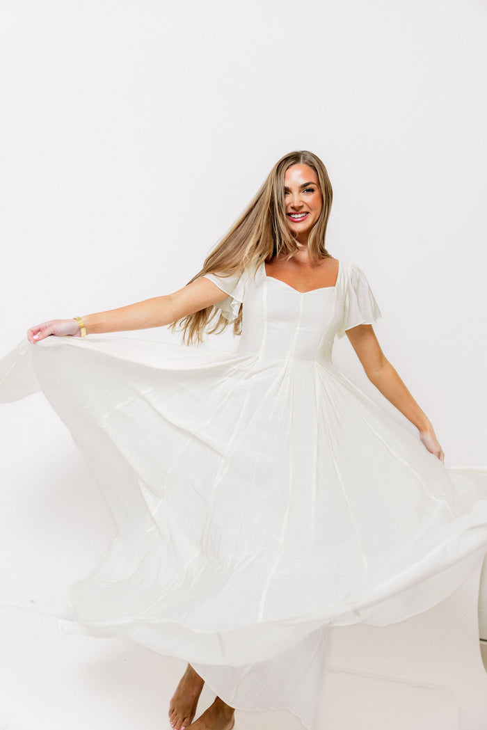 Meret Longline Maxi Dress in Ivory