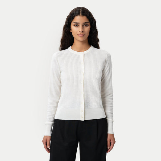 Merino Cardigan - Off-white - Ninepine