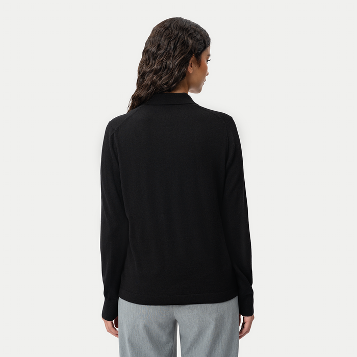 Merino Polo Shirt - Black - Ninepine